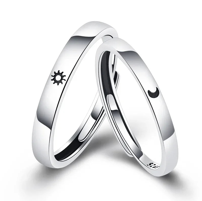 Simple Sun Moon Couple Rings