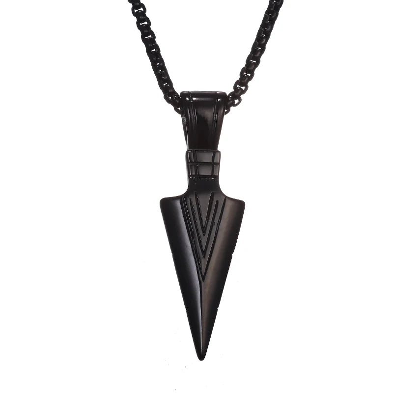 Men's Vintage Spearhead Arrowhead Pendant Necklace