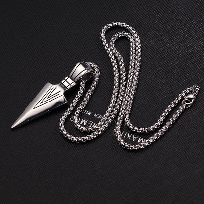 Men's Vintage Spearhead Arrowhead Pendant Necklace