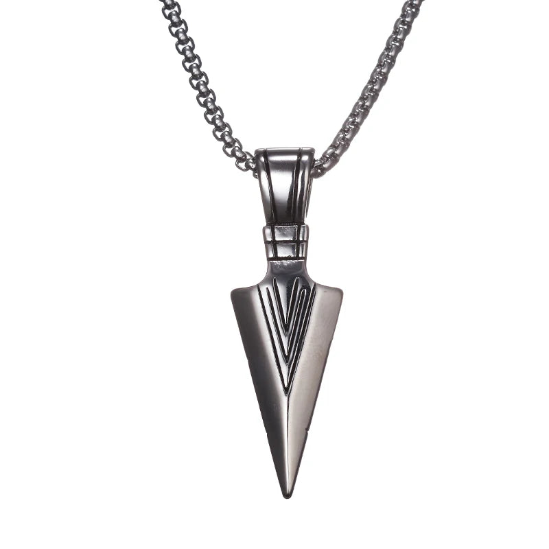 Men's Vintage Spearhead Arrowhead Pendant Necklace