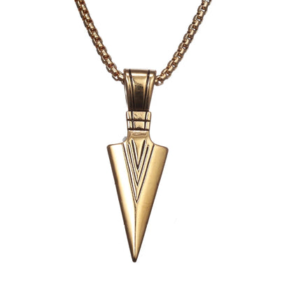 Men's Vintage Spearhead Arrowhead Pendant Necklace