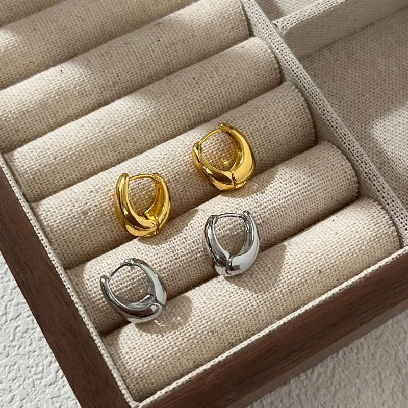 925 Sterling Silver Vintage Gold Round Earrings