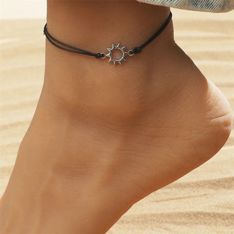 Couple Bracelet/Anklet with Moon, Sun & Star Pendant