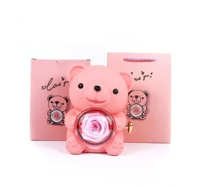 【Valentine's Day🌹】Rose Hugging Bear Necklace Gift Boxes