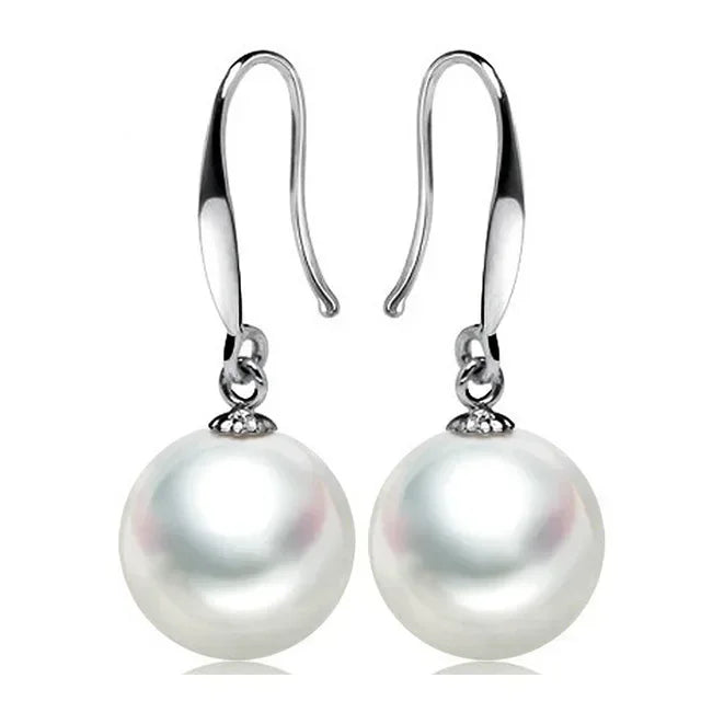 925 Sterling Silver 10mm Pearl Drop Earrings