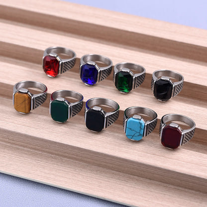 Stainless Steel Gemstone Onyx Rings