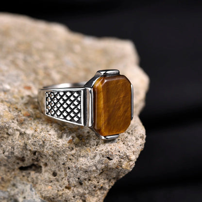 Stainless Steel Gemstone Onyx Rings