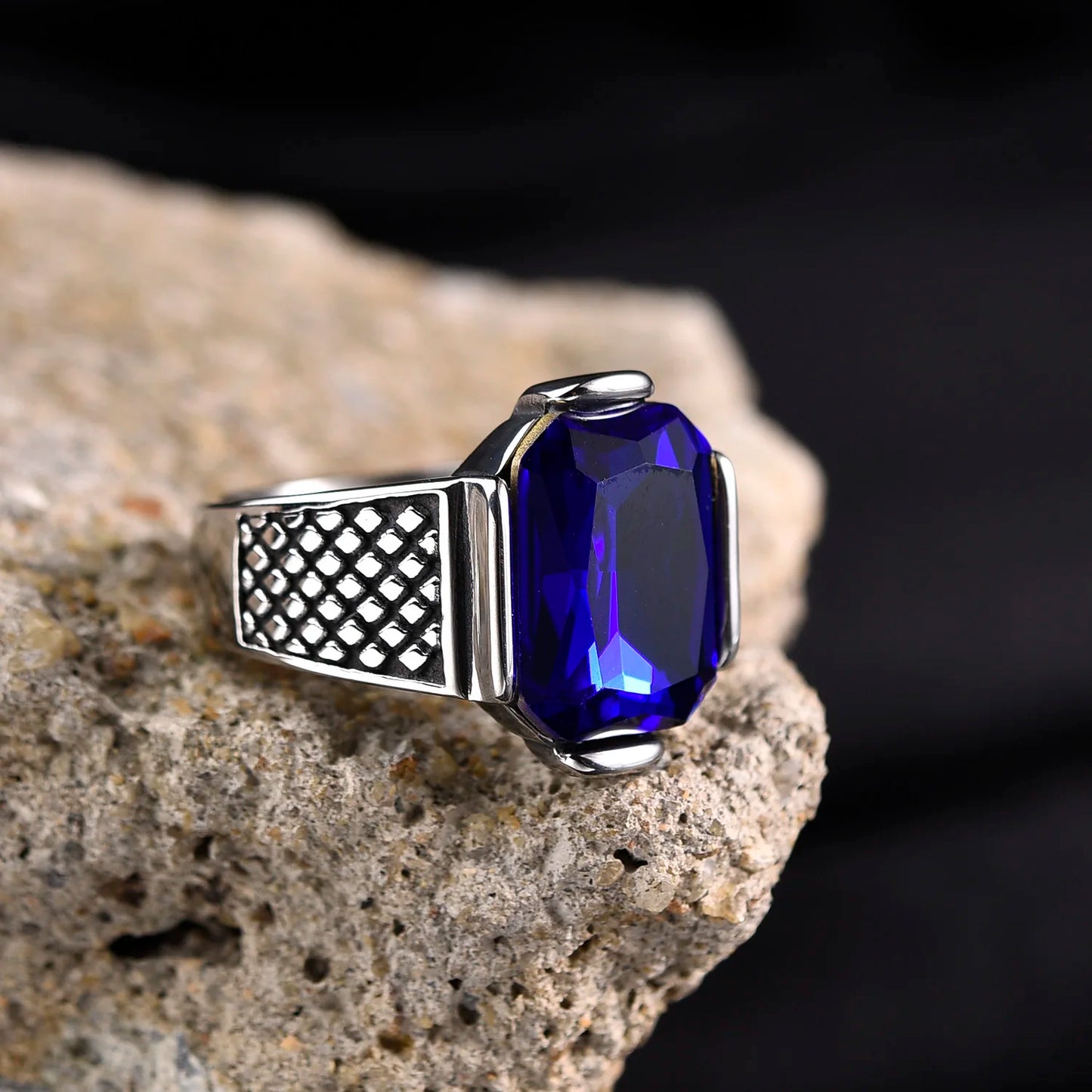 Stainless Steel Gemstone Onyx Rings