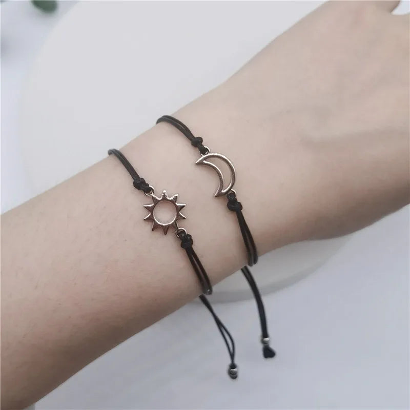 Couple Bracelet/Anklet with Moon, Sun & Star Pendant