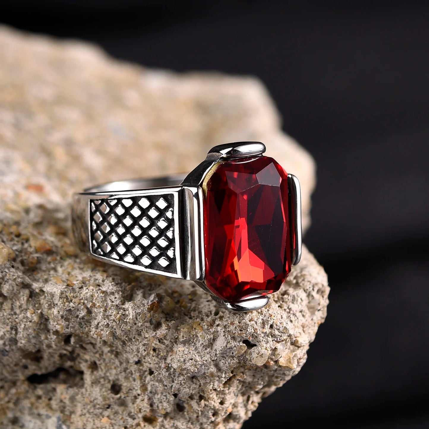 Stainless Steel Gemstone Onyx Rings