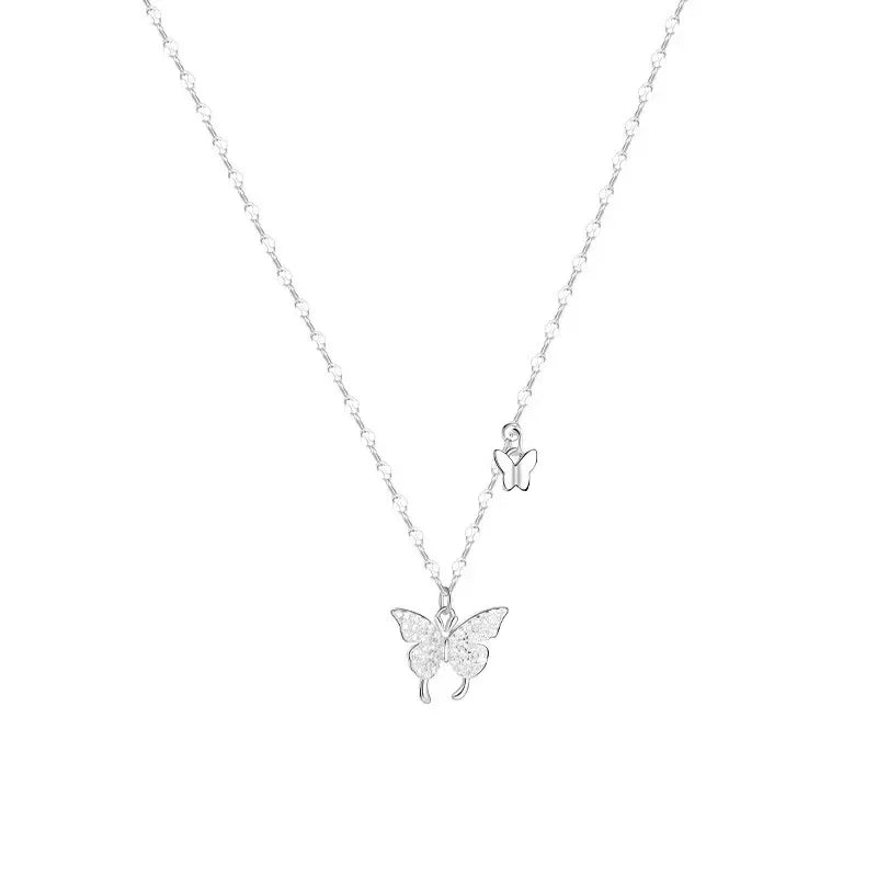 Women Crystal Zircon Butterfly Pendant Necklace