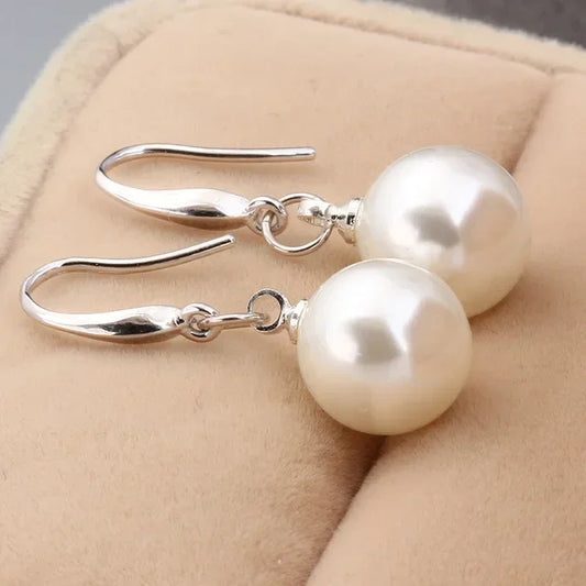 925 Sterling Silver 10mm Pearl Drop Earrings