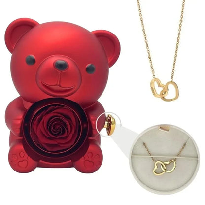 【Valentine's Day🌹】Rose Hugging Bear Necklace Gift Boxes