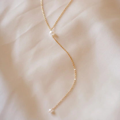 Gold Chain Necklace with Pearl Beads
