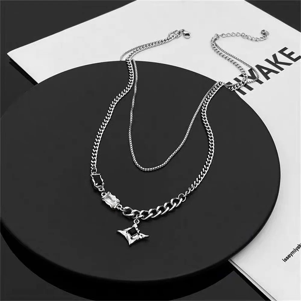 Hip-Hop Zircon Star Double Layer Necklace